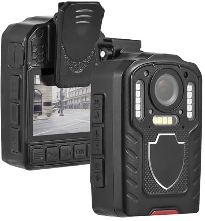 Andoer 1080P-Körperkamera mit Audio- und Videoaufzeichnung, tragbarer Body-Cam-Camcorder, LCD-Bildschirm, IR-Nachtsicht, Bewegungserkennung, integrierter 64GB-Speicher