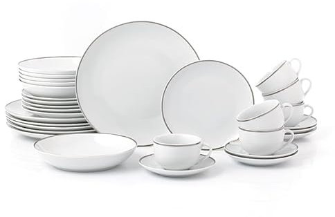 30pc Platinum Porcelain Dinner Set