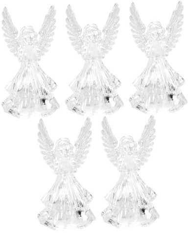 Amosfun 5stücke Teiliges Bunte Acryl Engel Nachtlicht Lichter Weihnachtsdeko Led Leuchtende Engel Tischdekoration Für Party Und Wohnzimmer Stabile Basis
