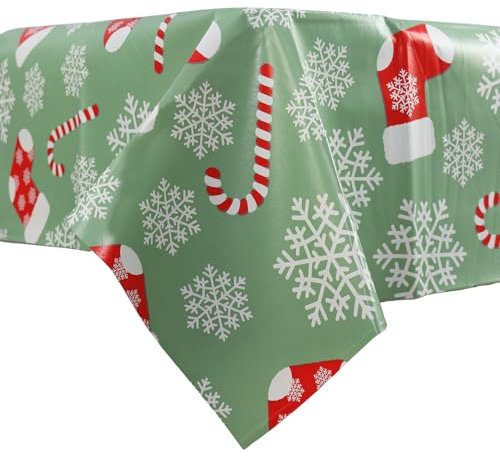 Mr Crimbo Wipe Clean PVC Vinyl Christmas Tablecloth Dining Xmas Cover 140x240cm Candy Canes