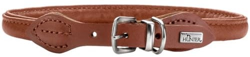 HUNTER Hundehalsband Round & Soft Canadian UP, Farbe: Cognac, weiches, geschmeidiges Leder, klassisch, fellschonend, rundgenäht, nachhaltig, Made in Germany, Größe: 45