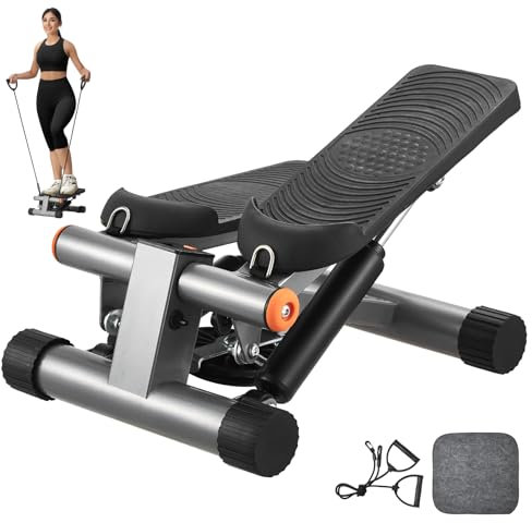 VEVOR Stepper pour Exercices Fitness à Domicile, Mini Stepper d’Appartement Hydraulique avec Bandes de Résistance, Équipement Cardio d'Entraînement, Monte-escalier avec Moniteur LCD, Charge 150 kg