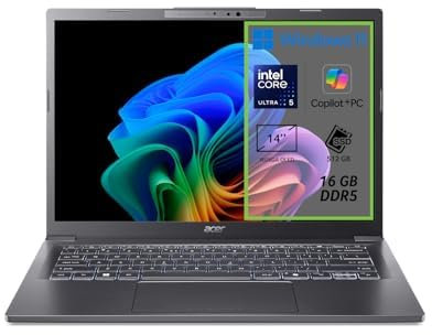 acer Aspire 14 AI Laptop | Display 14” WUXGA OLED | Intel Core Ultra 5-226V | 16 GB RAM | 512 GB SSD | Copilot+ PC | Windows 11 | QWERTY | PC Portatile IA, 14