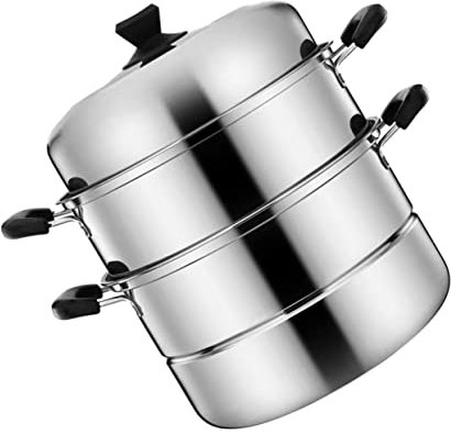 AYCDL Olla vaporera, 1 Pieza de Acero Inoxidable, vaporera para Tamales, vaporera para Verduras, Canasta para cocinar al Vapor, Cacerola de 3 Capas, Olla para cocinar Sopa