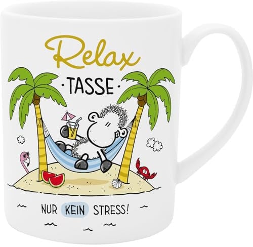 Sheepworld XL-Tasse mit Spruch Relax | Große Tasse aus Porzellan, XL Jumbo-Tasse, 60 cl, Tasse mit Spruch | Geschenk, Freund, Freundin | 74124