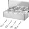 Tokenhigh Zutatenbehälter Pizza, Edelstahl Gastronomie Zubehör, 4 Gitter Gewürzbox Beilagenbehälter, Barbehälter mit Deckelel, Condiment Holder Bar, Outdoor Küche Zubehör Behälter (30 * 14 * 8 CM)