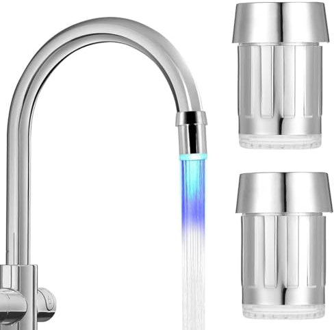 NHQZ 2 Stück LED Wasserhahn,3 Farben Wasserhahn Aufsatz Küche,Wassersparer,mit Mehrfarbige,für Küche Badezimmer