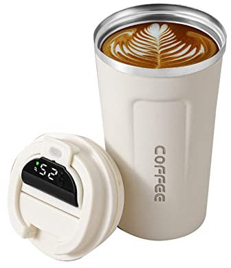 Lbvzxkad Botella Termo Inteligente de 510 Ml para Café Pantalla de Temperatura LED TéRmica Vaso Aislado de Café