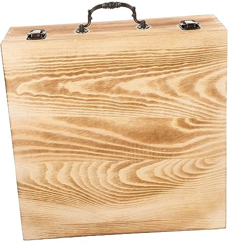 Boîte à Bijoux Vintage 30x30x10 Cm en Bois, Fer et Alliage D'aluminium | Boite Bambou Couvercle, Rangement Compact et Robuste, pour Bracelet et Bijoux