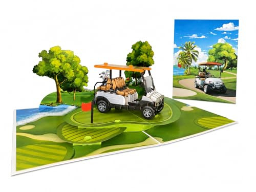 3D Pop-Up Golfkarte, Geburtstagskarte mit Golfplatz-Motiv, Geschenkkarte für Golfer, Gutscheinkarte