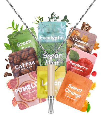 ASTOFLI Anxiety Breathing Necklace with Resistance: 9 Flavoured Pack Air Wooden Breathlace