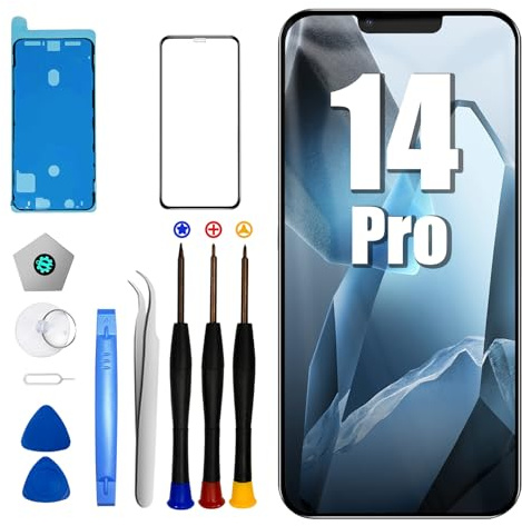 DTD for iPhone 14 PRO 6.1-inch FHD Touch Digitizer LCD Screen Kit with Repair Kit, Protective Film, Compatible with Models A2650, A2889, A2892, A2891, A2890