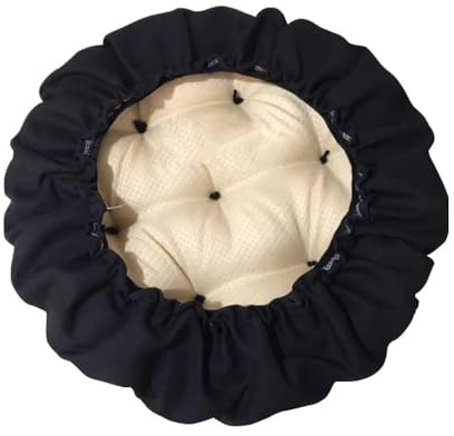 Rundes Dickes Stuhlkissen Hockerbezüge runde Sitzkissenbezüge für Barhocker gepolstert mit Gummibändern rutschfeste Unterseite für Holz/Metallstühle (schwarz 25 cm)