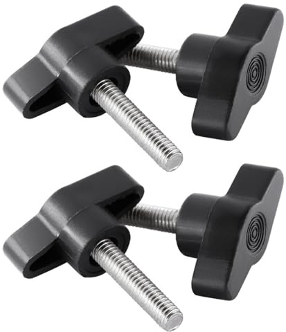 QZKJQDD Rändelschraube M6, 4 Stück Klemmschraubenknopf Mit 30 mm Gewinde | Schwarzer Daumenschrauben Griff, Flügelschraube M6, 37 mm Kopfbreite, Für Möbel, Maschinen, Geräte, Werkstatt Und DIY