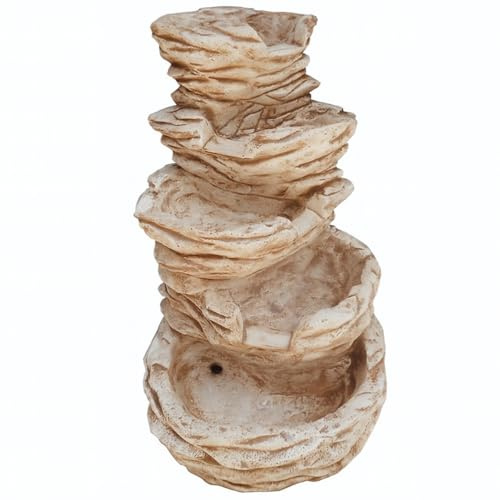 FORTUNATO Fontana Decorativa da Giardino Niagara in Calcestruzzo E Cemento Marrone, Senza Rubinetto 70 x 60 x 95 cm, per Esterni