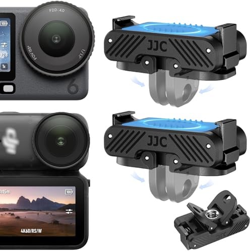 JJC Osmo Action 6 Nano Magnetische Halterung Schnellverschluss Adapter | 2er Pack Magnethalterung für DJI Osmo Nano Action 6, mit Klappbare Zwei-Klaue & 1/4-20 Gewinde für Action6 Osmonano Zubehör
