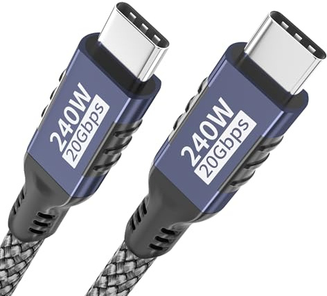 USB C To USB C Cable,1.5m 240W/20Gbps USB C 3.2 Gen2x2 Data Cable PD 3.1 5K@60hz/4K@144hz Video Transmission USB Type-C Cable For iphone 17/16/15,Samsung,Macbook,ipad Pro,Laptop,Tablet,SSD,Monitor