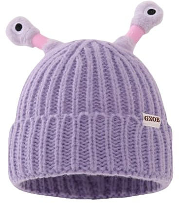 Monster Hat Mütze Mit Licht Kinder Monster Tentakel Hut Lustige Mützen Niedliche Eltern-Kind Cartoon Strickmütze mit Augen, einziehbare Tentakel Beanie