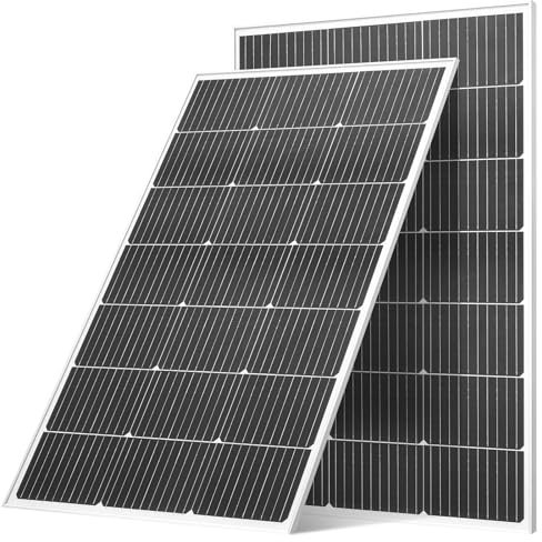 VEVOR Panneau Solaire Monocristallin 100 W Panneau Photovoltaïque 2 PCS Haut Rendement 23% pour Hors Réseau Toit Plat Voiture Bateau Camping-car, avec Sortie MC4 Stable, Cadre Aluminium, Étanche IP65