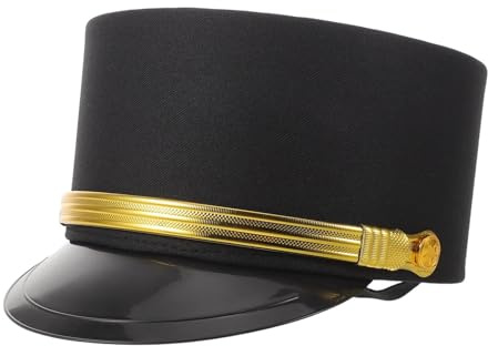 SOLUSTRE Lokführermütze Schwarz für Erwachsene Atmungsaktive Bahnhofsvorstehermütze aus Baumwollmischung Vintage Schaffnerhut für Eisenbahn Kostüm und Zug Cosplay