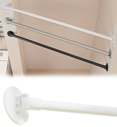 Tringle rideau pivotant à 180° extensible réglable, barre de rideau sans perçage antidérapante en acier inoxydable pour rideaux de douche et d'angle。(White,115-180cm)