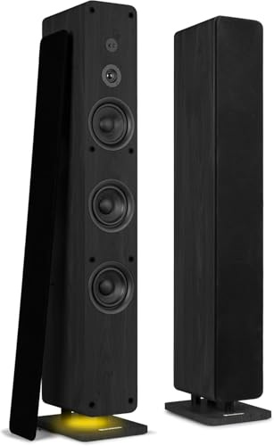 Audizio ARCO Pack 2 Enceintes Actives Hi-FI 320W Noires, Tour de Son BT Stéréo, Colonne Amplifiée DSP pour Salon, TV et Home Cinéma