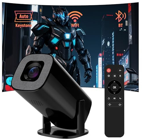 V1 Mini Proiettore con Wi-Fi*Bluetooth,Proiettore Portatile Android14 per camera da letto e uso all'aperto,risoluzione 1280×720p,Videoproiettore compatibile con smartphone/TV/computer portatili (Nero)