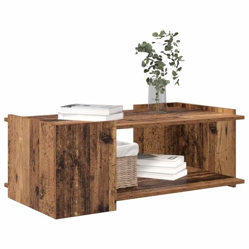 vidaXL Couchtisch Altholz 90 x 50 x 33 cm Holzwerkstoff, Stylischer Couchtisch, modernes Wohnzimmer-Design, flexibel, pflegeleicht, viel Stauraum