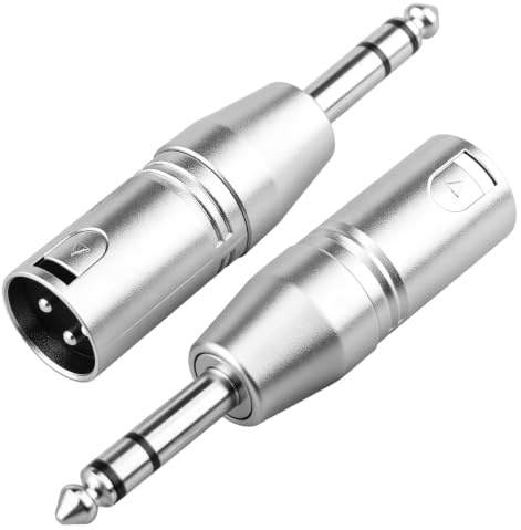 Pack de 2 Adaptador Jack Mono a XLR Macho de Audio Adaptador XLR a Jack | Estéreo TRS Macho de 6,35 mm para Amplificador Mezcladores Tarjetas de Sonido Teclados Electrónicos y Otros