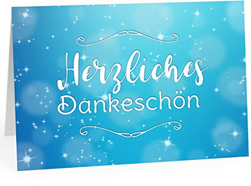 XXL Dankeskarte (A4) | Blau | mit Umschlag | edle und hochwertige Klappkarte | Als Dankeschön | Große Karte um Danke zu sagen | Maxi Danksagung | Karte | Überformat