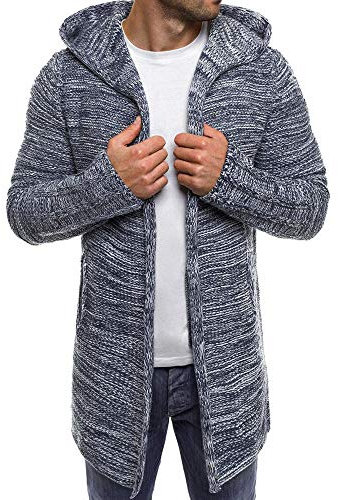 CICIYONER Herren Oberteile Mit Kapuze Solide Stricken Graben Mantel Jacke Strickjacke Lange Ärmel Outwear Bluse