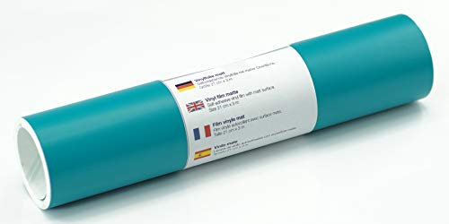 Selbstklebende Wandtattoo-/ Plotterfolie Vinylfolie matt 21 cm x 3 m, Farbe:376 Aquamarinblau