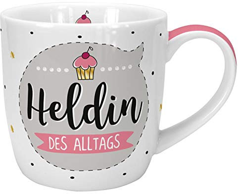 Die Geschenkewelt 45632 Kaffee-Tasse Heldin des Alltags, Porzellan, 40 cl, mit Geschenk-Banderole, Geschenk Mama, 1 Stück (1er Pack)