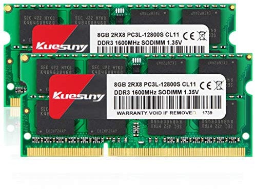 16GB Kit (2 x 8GB) DDR3/DDR3L 1600MHz Sodimm Ram PC3/PC3L-12800S 1,5 V/1,35 V CL11 204 Pin 2RX8 Dual Rank Nicht-ECC ungepufferter DDR3 Speicher RAM Ideal für Laptop-Notebook-Upgrade
