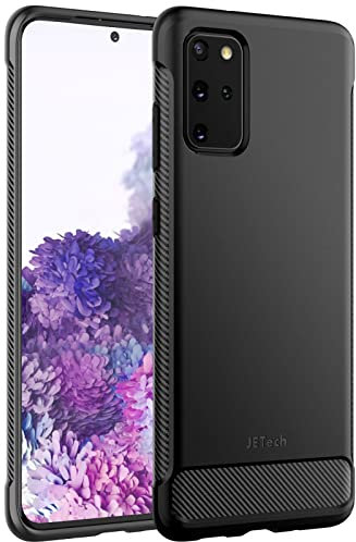 JETech Dünne Hülle für Samsung Galaxy S20 Plus 5G (2020), Dünne Handyhülle mit Stoßdämpfung und Kohlefaser Design (Schwarz)
