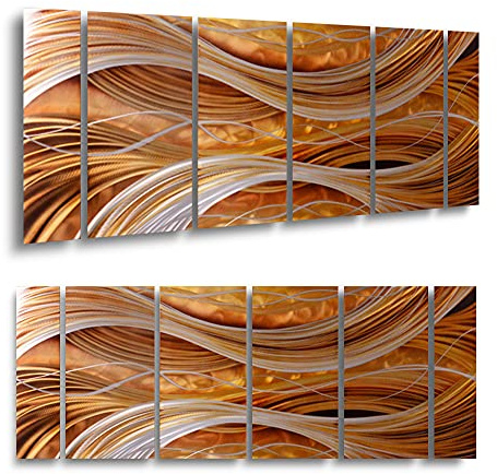 Yihui Arts Große Metall-Wandkunst, weiche dunkelorange Wandskulpturen, Panel-Kunst, abstrakt, modernes zeitgenössisches Design für Heimdekoration (81,3 x 165,2 cm)