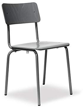 Modulor Kinderstuhl Comeback 041, stapelbarer Stuhl mit 38 cm Sitzhöhe und 68 cm Gesamthöhe, Breite x Länge: 33 cm x 33 cm, Schlichter DDR-Klassiker als Kinderholzstuhl, grau gebeizt, lackiert (grau)