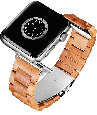 LAiMER - Cinturino in legno compatibile con Apple Watch 38/40/41mm - Series 1-8/SE - Cinturino di ricambio variabile - materiali traspiranti e naturali