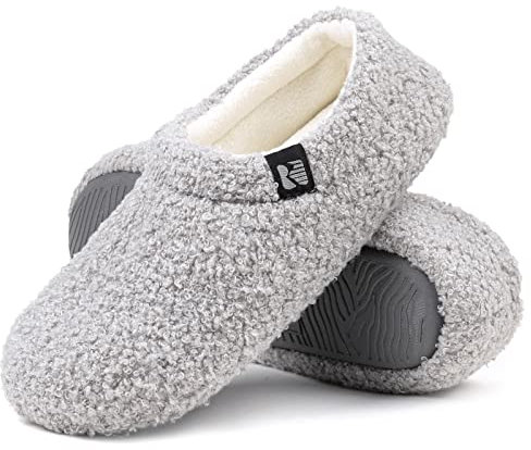 RockDove Chausson d'Intérieur Fermé en Polaire Teddy pour Femme, 40/41 EU, Gris clair