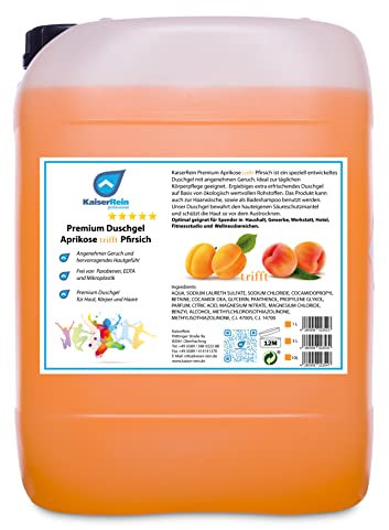 KaiserRein Duschgel Aprikose-Pfirsich 10 L I DERMATEST - Sehr Gut I für Damen Herren I das gut riechende Duschgel ist als Nachfüllbeutel für Spender geeignet I eignet sich als Badezusatz und Shampoo