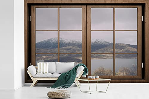Selbstklebend Tapete Wandpapier Wandaufkleber Fototapete Tapeten Wanddeko 600x400 cm Ansicht - Fenster - Landschaft