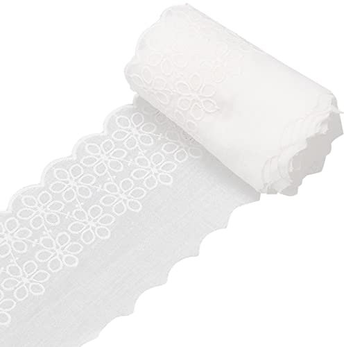 GORGECRAFT 5 Yards Spitzenband Baumwolle Weißer Spitzenbesatz 4.33 Zoll Breit Stickerei Stoffbesätze Randrolle Für DIY Nähen Handwerk Vorhang Haarband Kleidungsstück Rock Verlängerung Heimdekoration