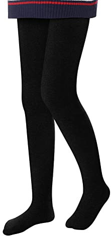 L&K-II Collants Thermiques fille Collants enfants avec Doublure hiver Chaud Opaque Douillet seamless Treggings taille Haute Collant multicolore 4611 Noir 110-116