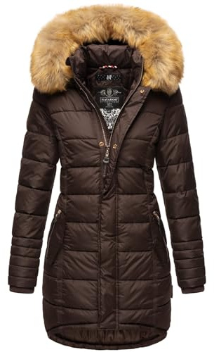 Navahoo Papaya Damen Winter Jacke Steppjacke Mantel Parka gesteppt warm B374 [B374-Papaya-Dark-Choco-Gr.XS]