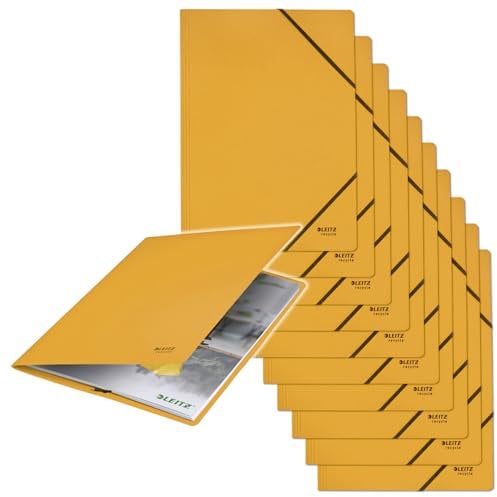 Leitz Recycle Eckspanner A4, 10er Pack, Für 250 Blatt, Für die Dokumentenaufbewahrung & Ablage, 100 % recycelt & recycelbar, Umweltfreundlich, Recycle Serie, Gelb, 39080015