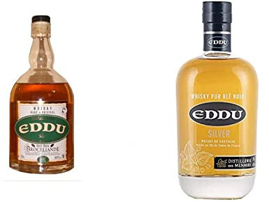 EDDU Grey Rock Broceliande - BLENDED WHISKY - 40% Alcool - FRANCE - Bouteille 70 cl & Silver - Whisky Pur Blé Noir - 43% Alcool - Origine : France/Bretagne - Bouteille 70 cl