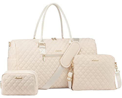 LOVEVOOK Sac de sport de voyage pour femme, Lot de 3 sacs beiges