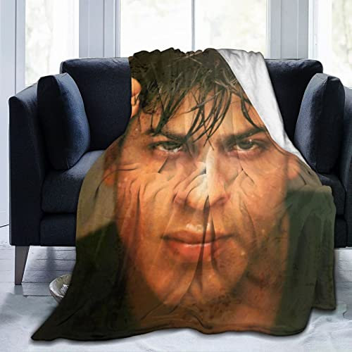 LOUJIN Shah Rukh Khan Ultraweiche Mikro-Flanell-Überwurfdecke, warm, bequem, vielseitig, Decke für Sofa und Reisen, 125 x 100 cm