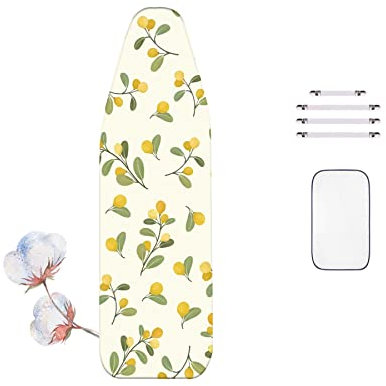 WTAIS üBergrößE - BüGeltischbezug, Verdickt - 2 In 1 Design, Gelber Zitronendruck, DampfbüGeltisch-Ersatzbezug, mit Thermischer Netzunterlage