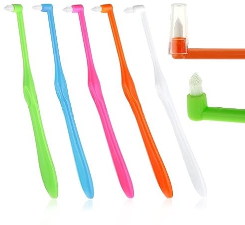 TIESOME 5 Stück Einzelendbüschel Zahnbürste, Interspace Zahnbürste konischer Besatz, Zahnreiniger Interdental Zahnbürste Büschellücken Zahnbürste für die kieferorthopädische Detailreinigung